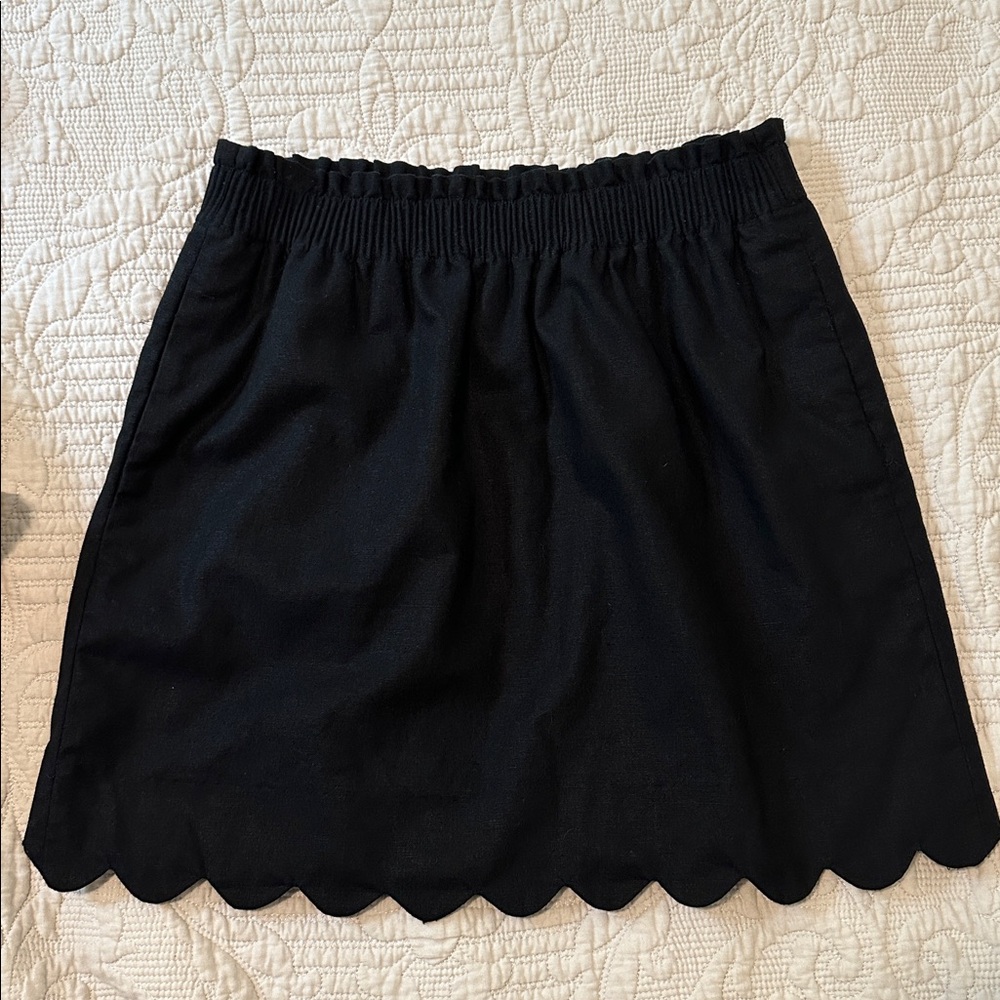 NWOT J. Crew Black Scalloped Hem Linen Skirt size 6